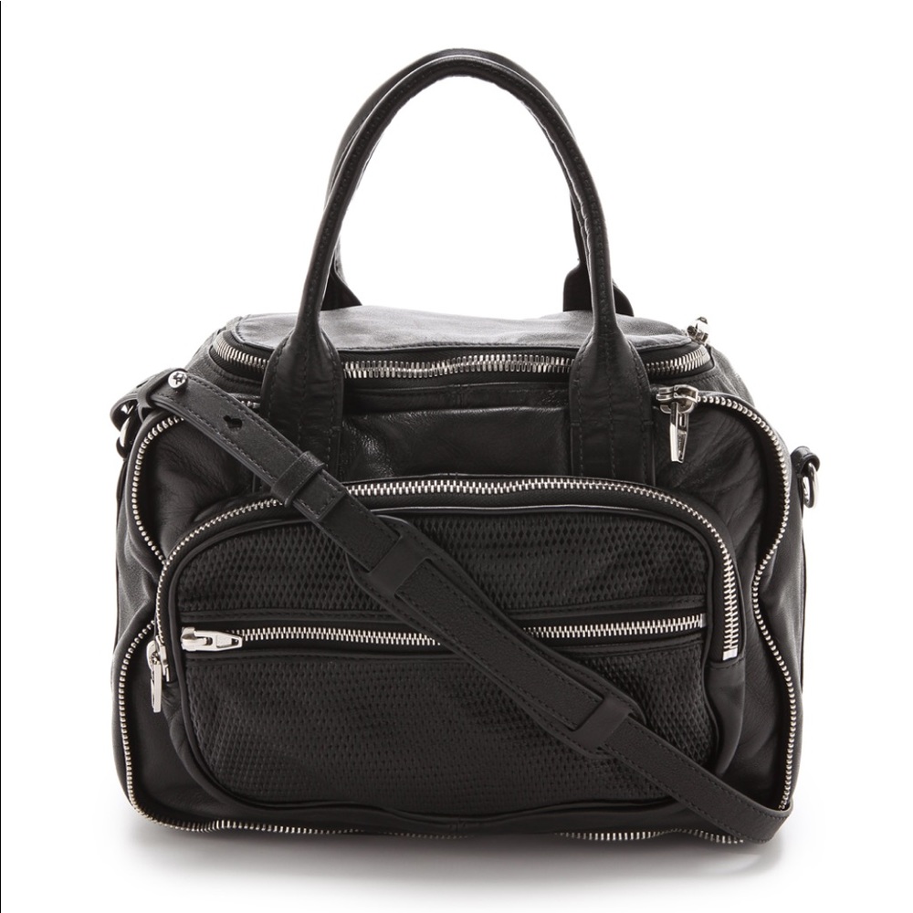 Alexander Wang Black Leather Satchel with Silver Hardware
